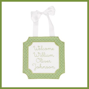 Welcome Baby Sign, Baby Announcement Sign, Baby Embroidered Banner, Baby Hospital Sign, Baby Bassinet Sign, Baby Name Plaque hospital banner