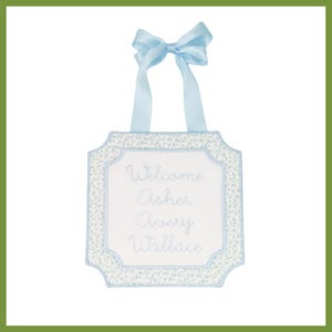 Welcome Baby Sign, Baby Announcement Sign, Baby Embroidered Banner, Baby Hospital Sign, Baby Bassinet Sign, Baby Name Plaque Hospital Banner