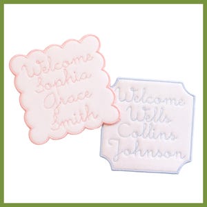 Welcome Baby Sign, Baby Announcement Sign, Baby Embroidered Banner, Baby Hospital Sign, Baby Bassinet Sign, Baby Name Plaque hospital banner