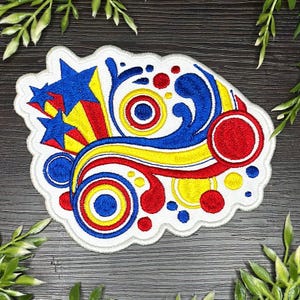 Iron-On Patch - Vectorflourish Nostalgic Frutiger Metro Decorative Durable Embroidered Polyester Patch CLOWNCORE