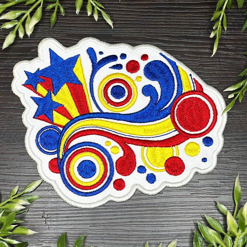 Iron-On Patch - Vectorflourish Nostalgic Frutiger Metro Decorative Durable Embroidered Polyester Patch CLOWNCORE