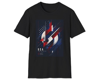 Abstract USA Flag Graphic T-Shirt | Red White Blue Stars Stripes | Worldcup Tshirt America
