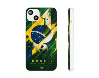 Brazil Flag Football Soccer Phone Case | Brazil iPhone Case | Worldcup Phone Case