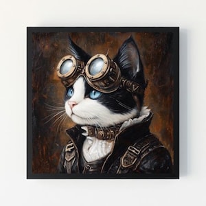 Steampunk Cat Art Print: Victorian Whiskers, AI Home Decor (Digital Download)