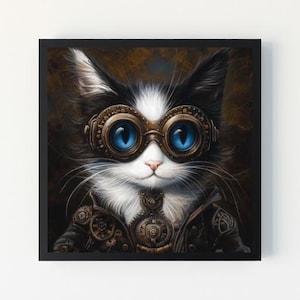 Steampunk Cat Art Print: Victorian Whiskers, Home Decor (Digital Download)