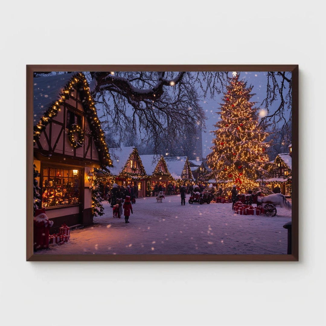 Christmas Village Digital Art – Winter Market Scene (digital Download ...