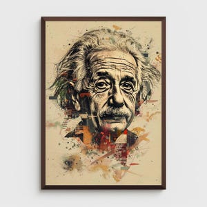 Impresión de retrato de Einstein: Arte abstracto para pared de oficina (descarga digital)