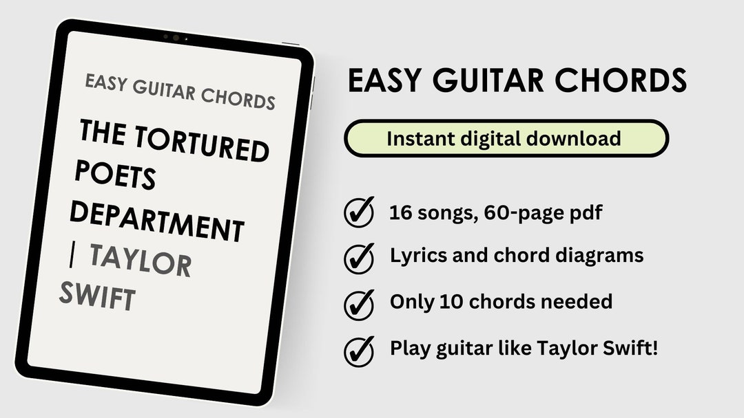 Easy Guitar Chords Taylor Swift: the Tortured Poets Department 60 page