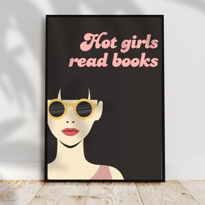 Hot Girls Read Books Print: Minimalist Book Lover Art (Digital Download PDF)