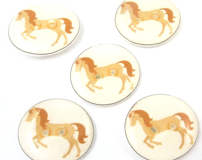 5 Horse Buttons. Handmade Buttons. 3/4 or 20 Mm Round. Etsy
