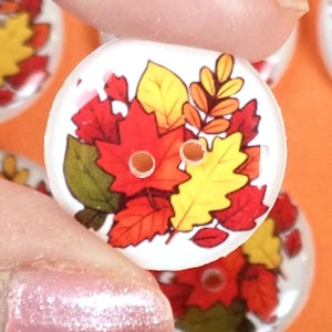 6 Handmade Fall Leaves Sewing Buttons.  3/4&quot; or 20 mm.