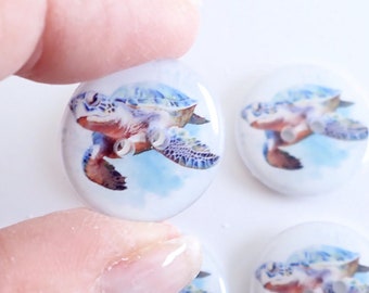 HANDMADE Buttons. Set of 6 Handmade Sea Turtle Sewing Buttons.  Assorted Sizes Available.