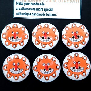 6 Orange Penny Rug Halloween Jack o'lantern or pumpkin sewing buttons. image 1