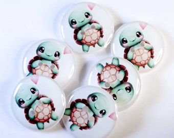 Cute Turtle and Heart Handmade  Sewing Buttons.  Choose Quantity.  3/4" or 20 mm Round.