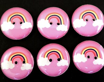 6  Rainbow Sewing Buttons for Sewing, Knitting or Crochet.  Choose Your Size.