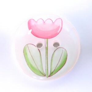 HANDMADE Buttons. Set of 6 Handmade Pink Flower or Tulip Sewing Buttons. Assorted Sizes Available. Extra large to Extra Small. image 3