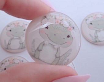 Set of 6 Handmade Lizard Sewing Buttons.  1" or 25 mm Round.