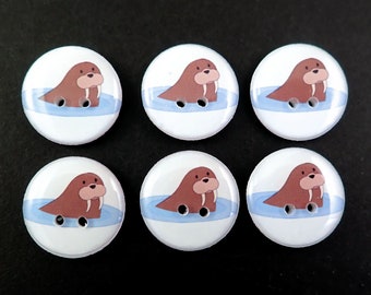 6 Walrus Buttons.  Animal Buttons for Sewing.  Washer and Dryer Safe. Choose Your Size.