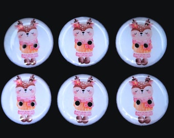 6 Cute Deer Buttons.  3/4" or 20 mm Fall or Autumn Deer Sewing Buttons.