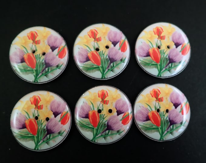 Small Spring Buttons 6 Handmade Spring Flower Bouquet Buttons. Sewing Buttons. Choose Your ...