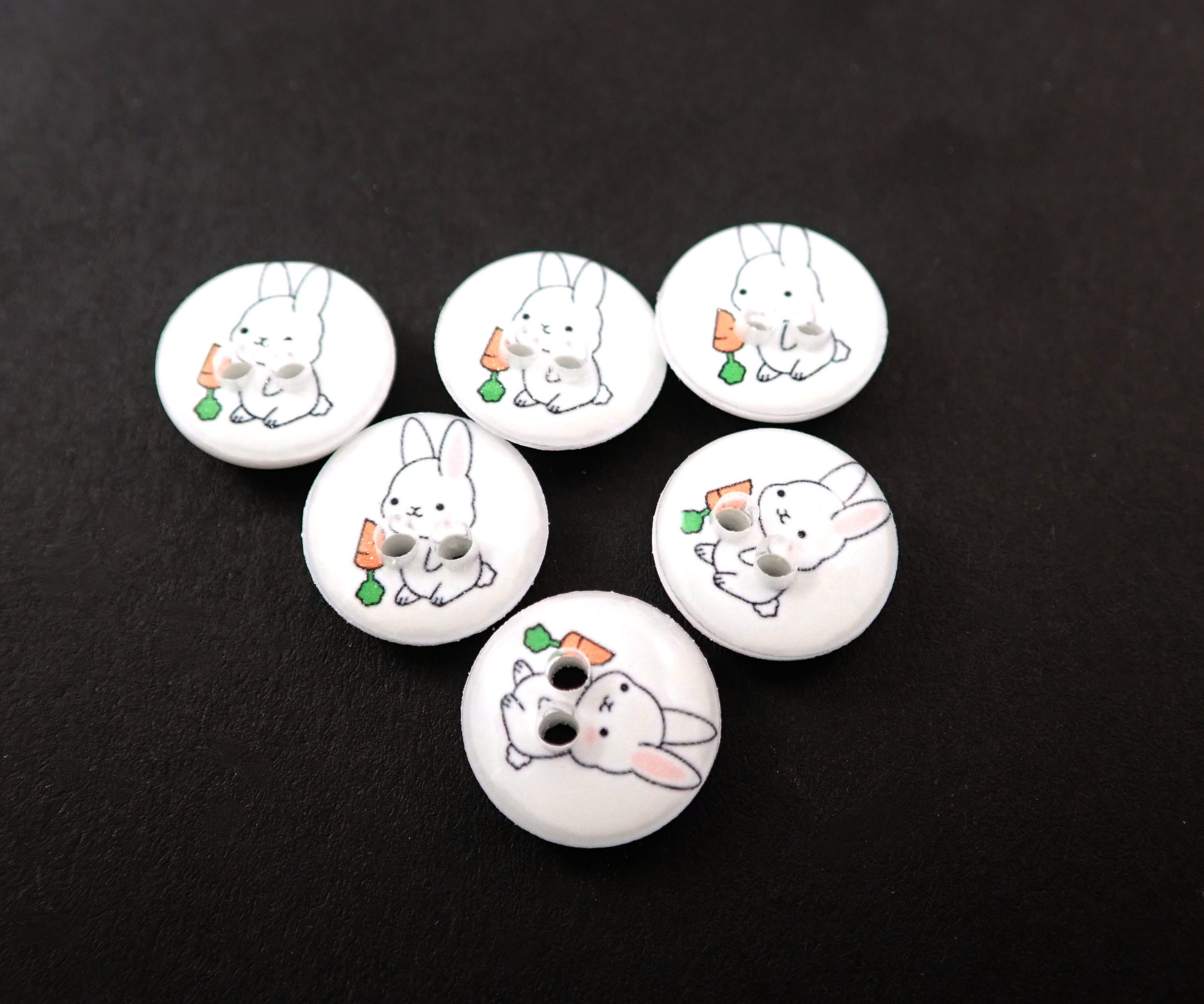 6 Rabbit Buttons. Cute Bunny and Carrot Sewing Buttons. Choose Etsy