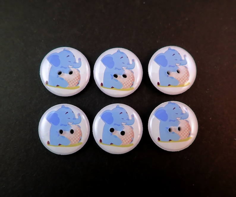 6 Elephant and Golf Ball Sewing Buttons. Choose Your Size. image 1