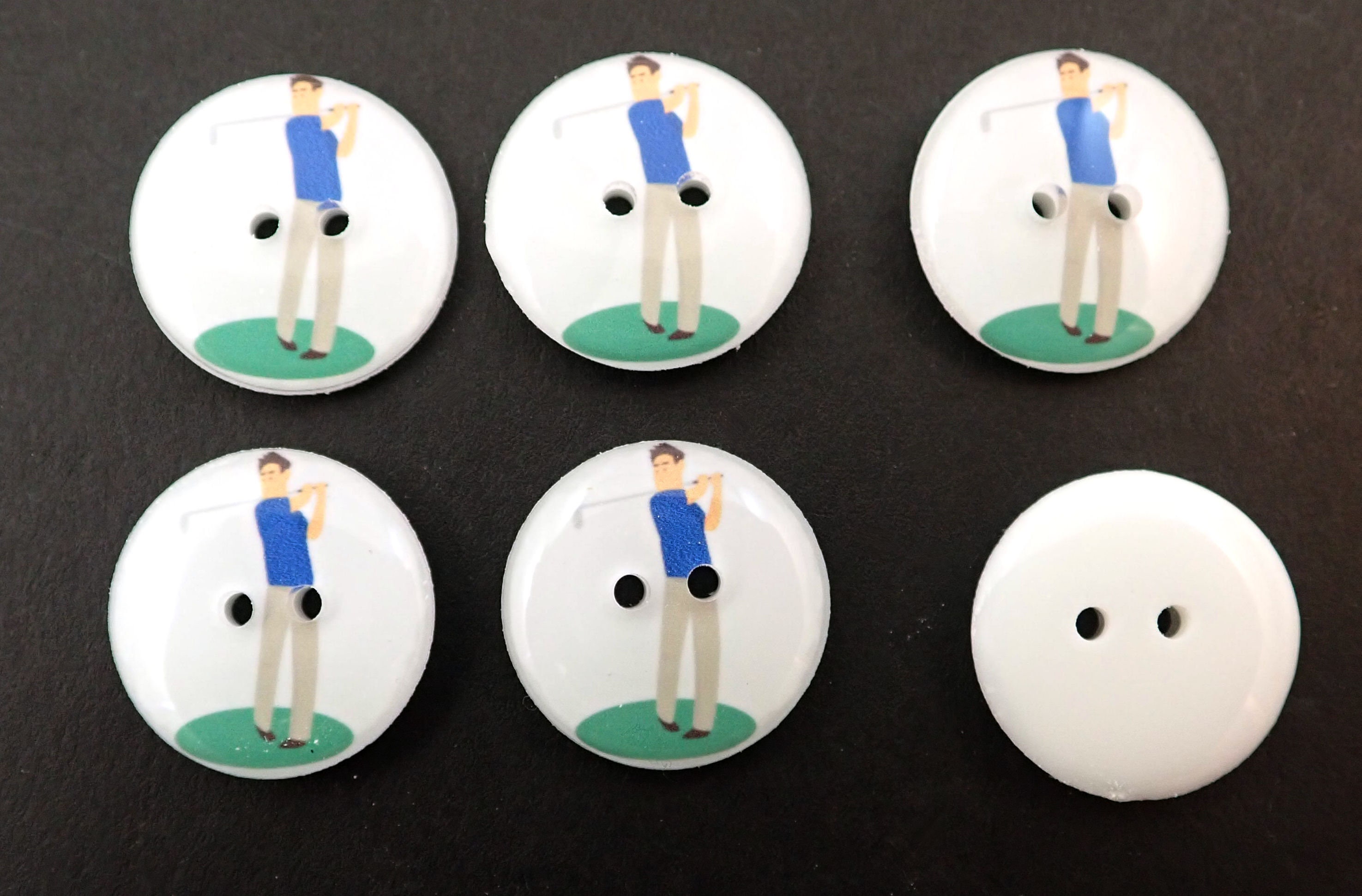 6 Golfer Buttons. Golf Themed Buttons for Sewing Knitting and Etsy