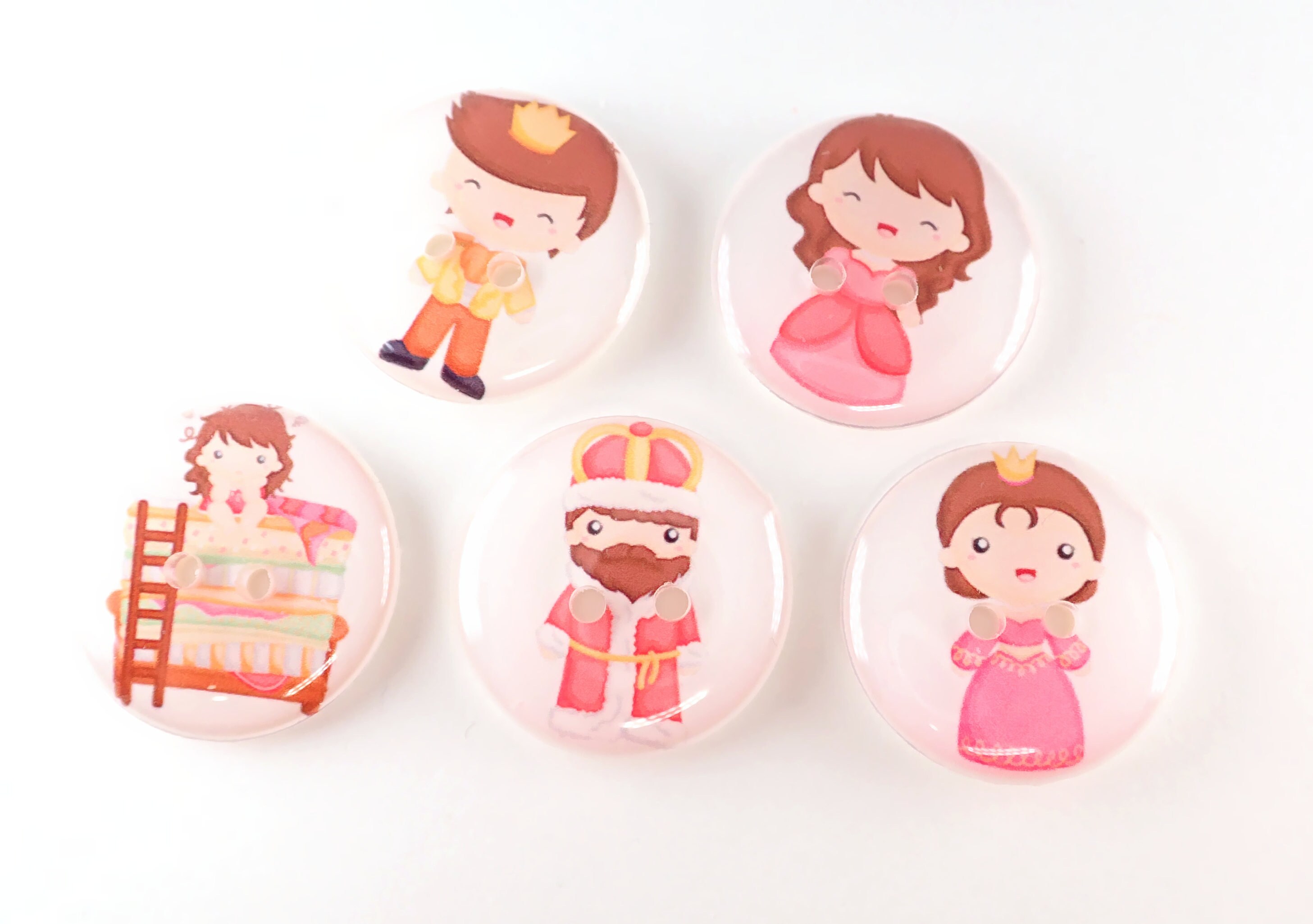 Princess Button 5 HANDMADE Princess and the Pea Fairy Tale Sewing Buttons. Princess ...