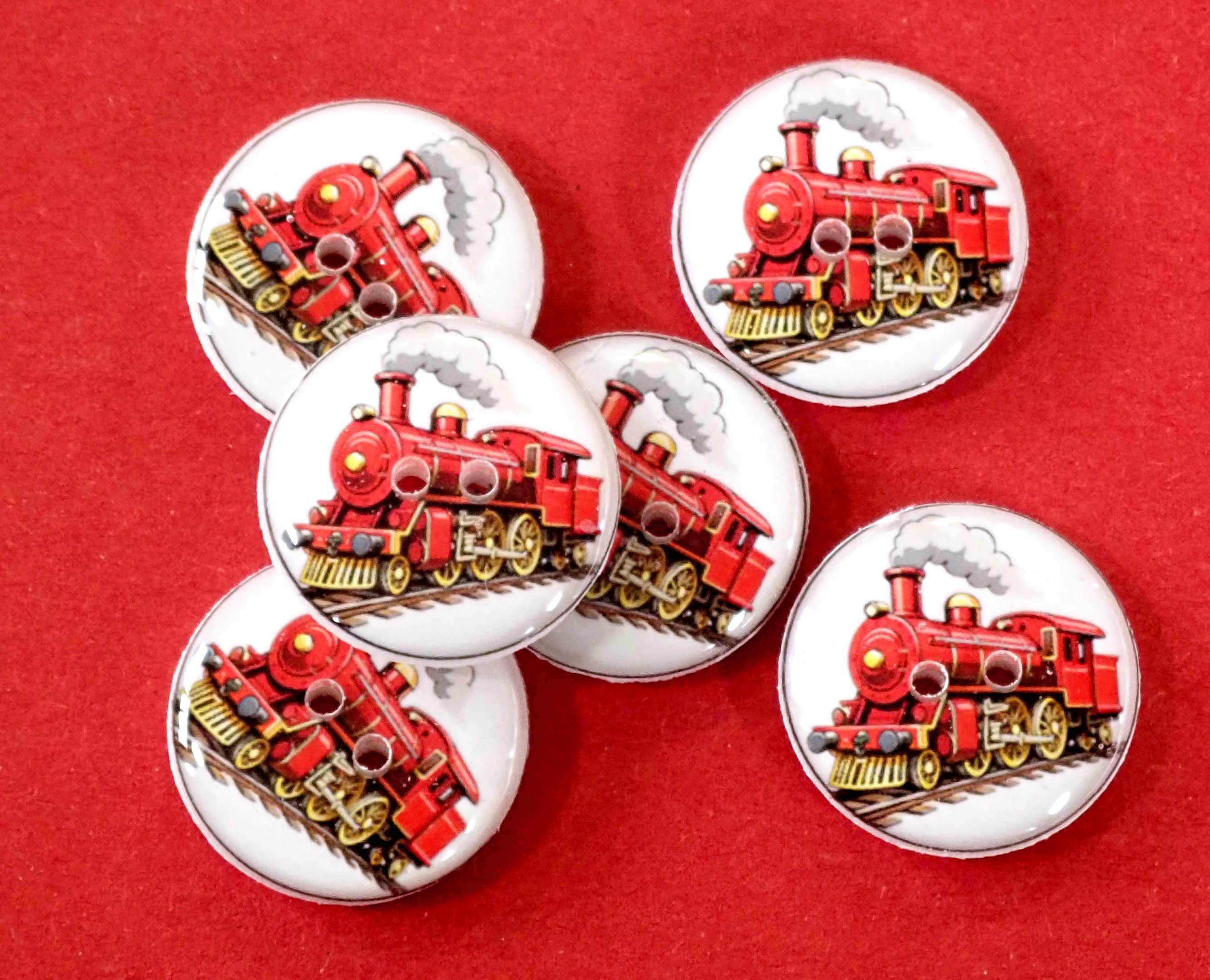 6 Red Train Buttons. Sewing Buttons Handmade by Me. Washer and Dryer ...