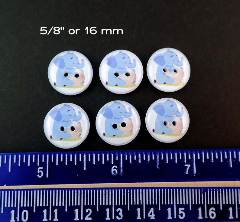 6 Elephant and Golf Ball Sewing Buttons. Choose Your Size. image 4