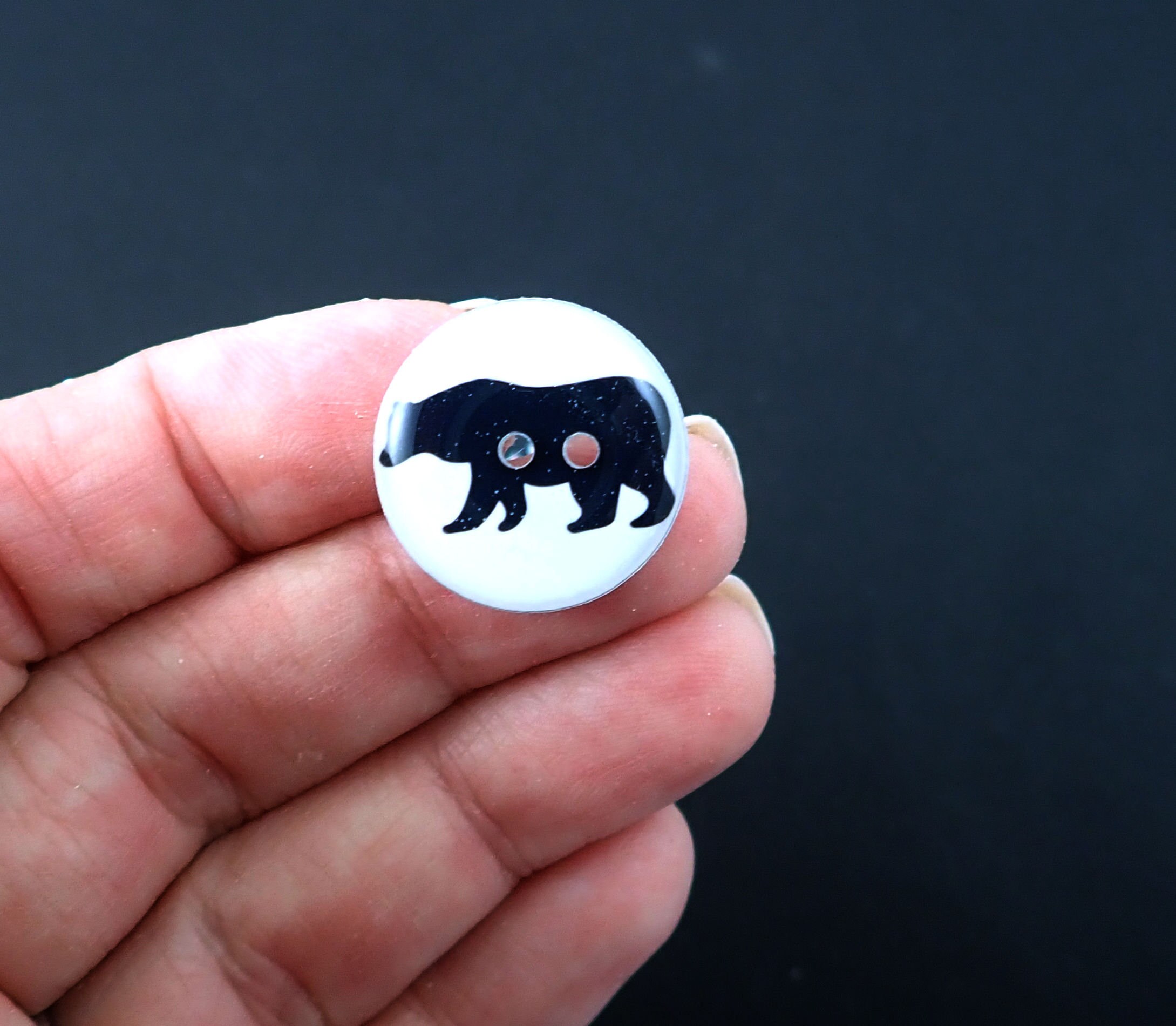 6 Black Bear buttons. Handmade By Me. Animal Buttons for | Etsy