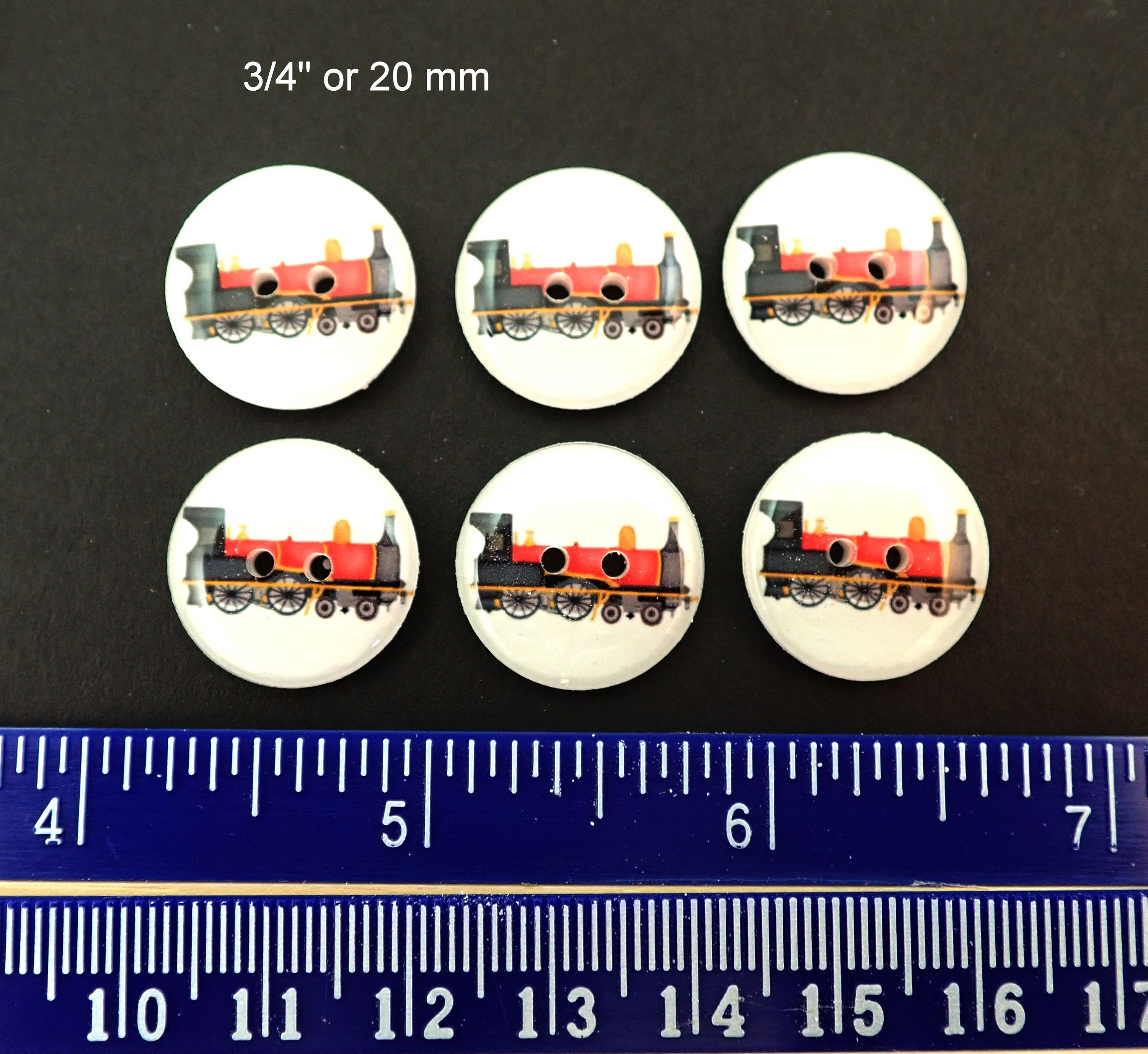 6 Black and Red Train Buttons. Sewing Buttons Handmade by Me. - Etsy Canada