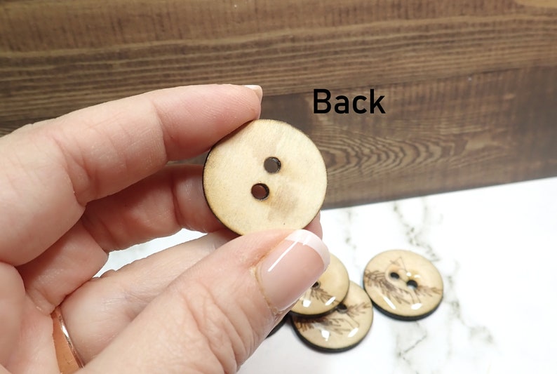 Set of 6 Handmade Wooden Cardinal Sewing Buttons. Assorted Sizes Available. image 6
