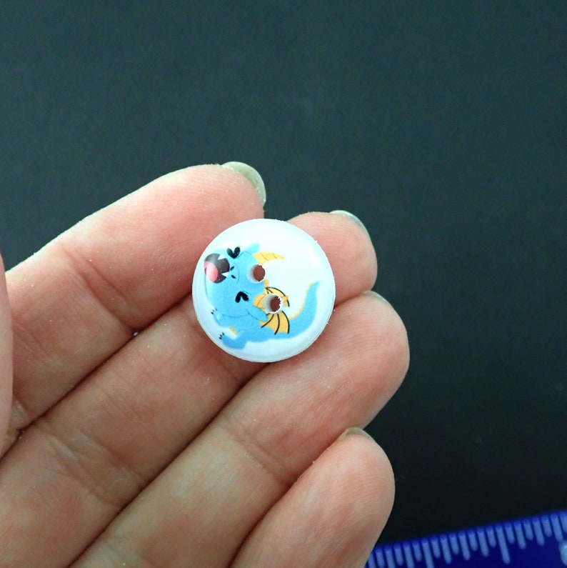 6 Blue Winged Dragon Buttons for Sewing.