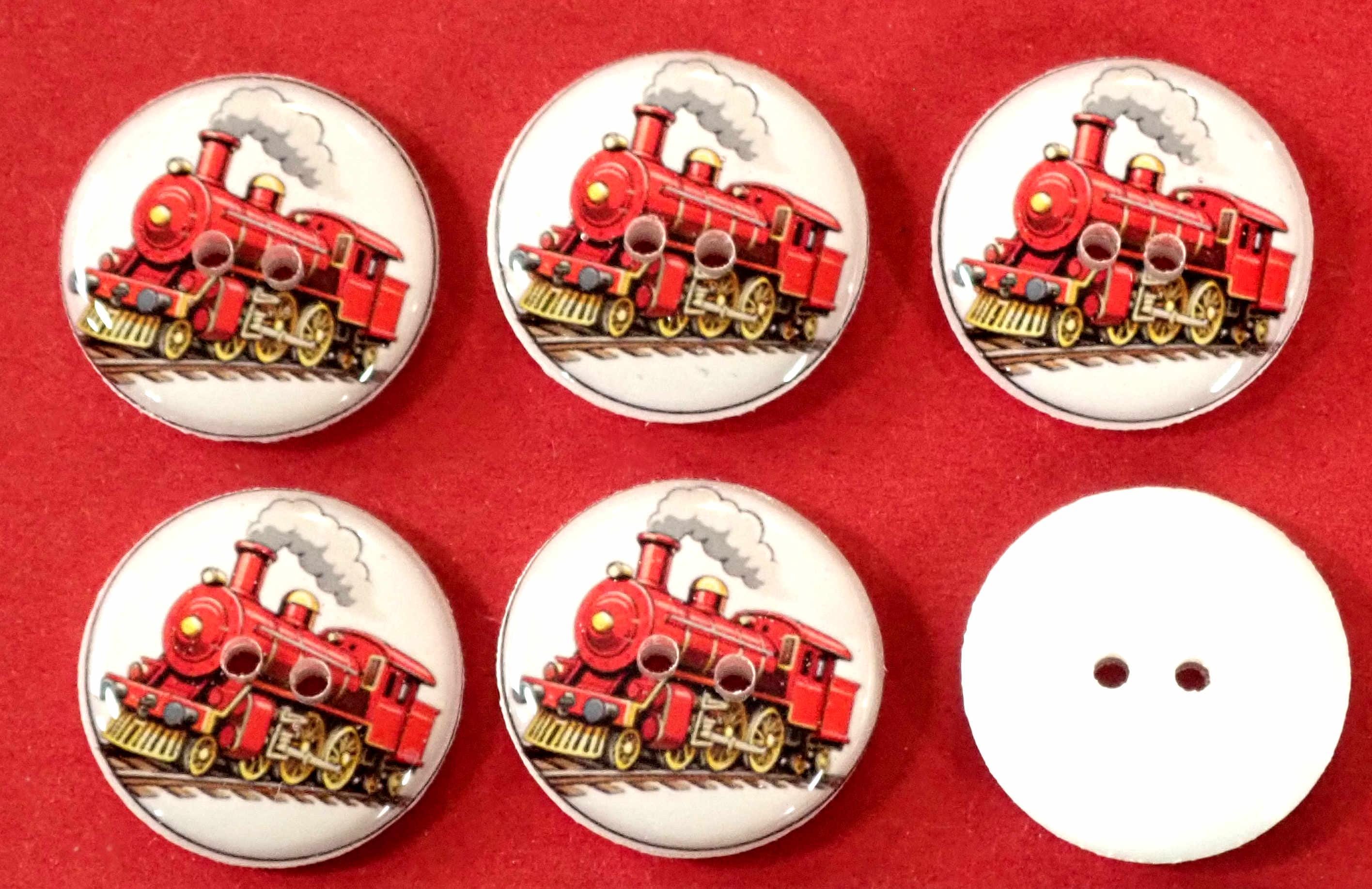 6 Red Train Buttons. Sewing Buttons Handmade by Me. Washer and Dryer ...
