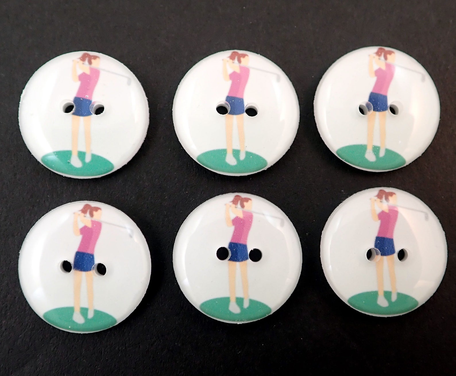6 Female Golfer Buttons. Golf Themed Buttons for Sewing Etsy