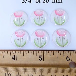 HANDMADE Buttons. Set of 6 Handmade Pink Flower or Tulip Sewing Buttons. Assorted Sizes Available. Extra large to Extra Small. image 9