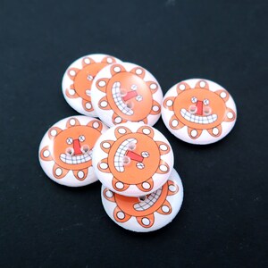 6 Orange Penny Rug Halloween Jack o'lantern or pumpkin sewing buttons. image 2