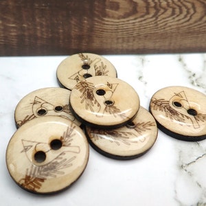 Set of 6 Handmade Wooden Cardinal Sewing Buttons. Assorted Sizes Available. image 2