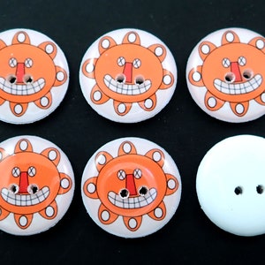 6 Orange Penny Rug Halloween Jack o'lantern or pumpkin sewing buttons. image 5