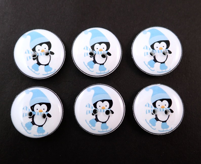 6 Skating Penguin Buttons. Sewing or Craft Supplies. | Etsy