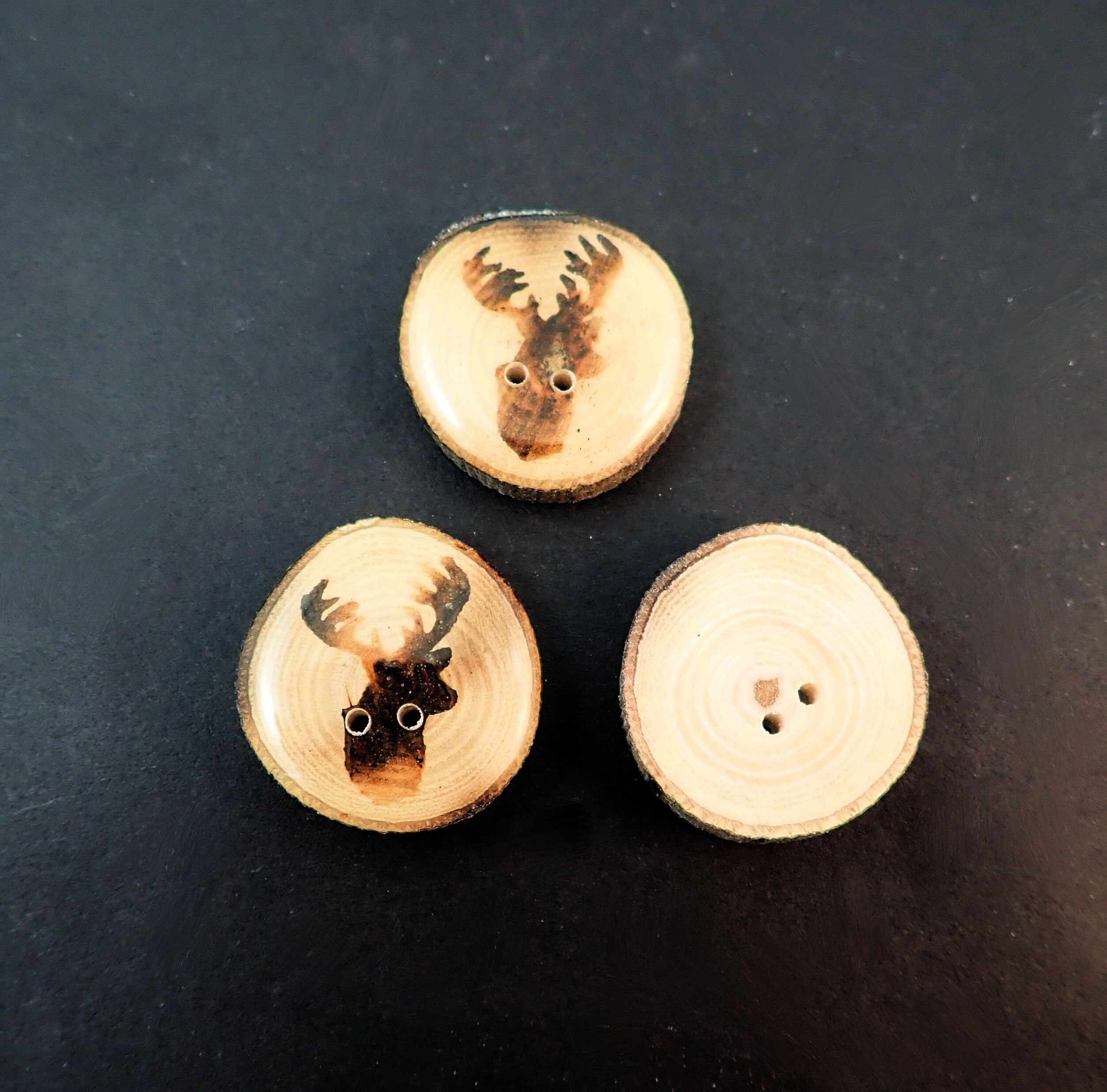 Set of 3 Handmade Deer Branch Buttons. Approximately 1 Etsy