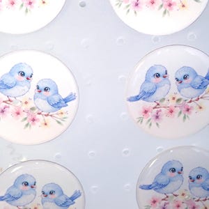 Set of 6 Bluebird  Sewing Buttons.   Choose Your Size.  Handmade Sewing Buttons.
