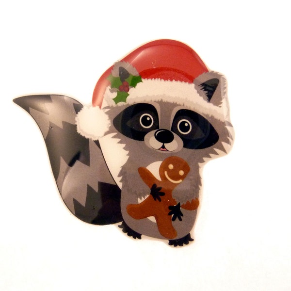 Christmas Raccoon Pin or Brooch