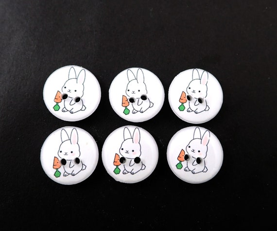 Jesse James Buttons ~ Dress It Up ~ WHITE BUNNY buttons ~ Sew Craft Quilt Scrap