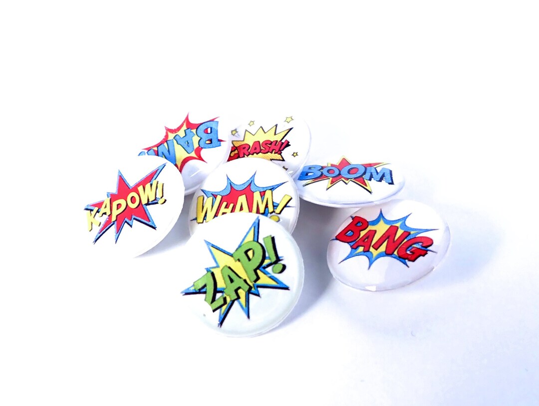 HANDMADE Buttons. 7 Comic Book Saying Sewing Buttons. Shank Style Back ...