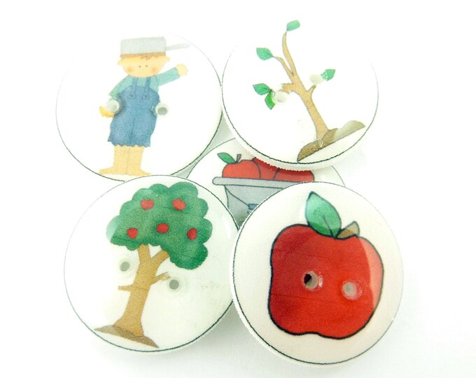 5 Johnny Appleseed Buttons. Handmade Buttons. 3/4 or 20 Etsy