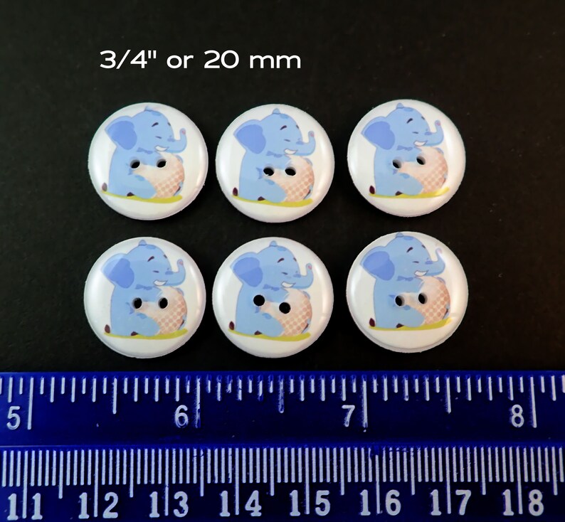 6 Elephant and Golf Ball Sewing Buttons. Choose Your Size. image 3