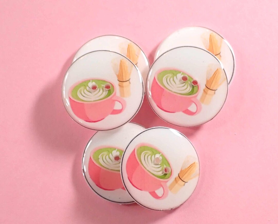 Matcha Button 6 Handmade Matcha Themed Buttons. Matcha or Green Tea Themed Sewing ...