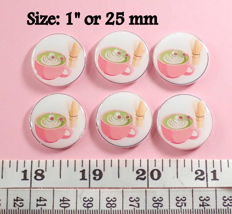Matcha Button 6 Handmade Matcha Themed Buttons. Matcha or Green Tea Themed Sewing ...